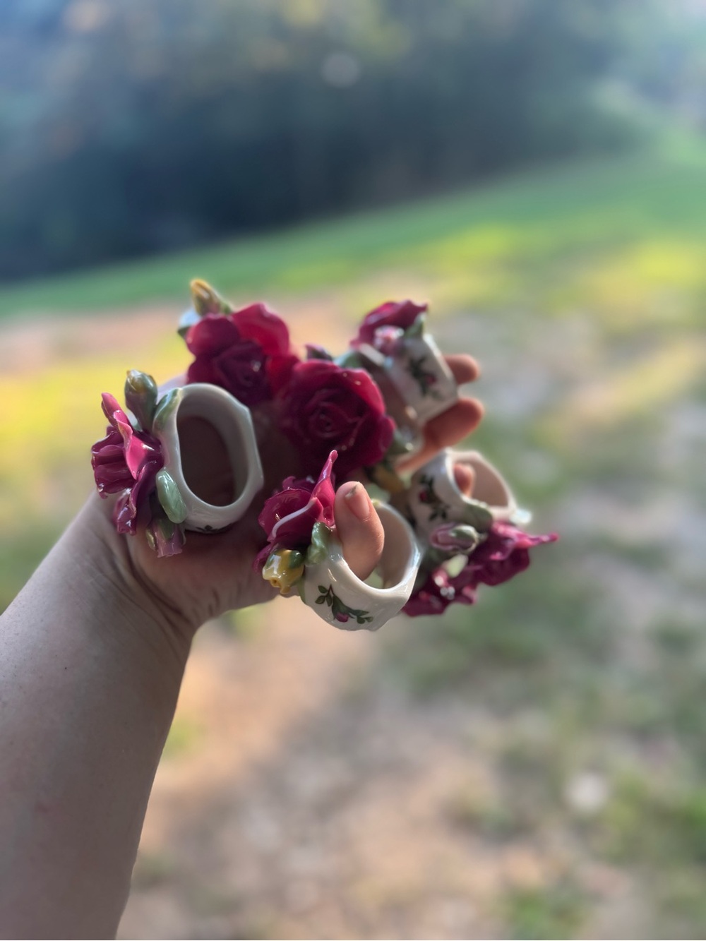 Vintage bone china Royal Albert old country roses napkin rings